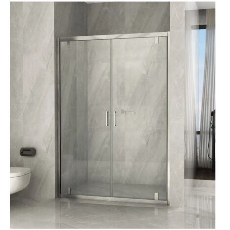 Box Doccia Nicchia 2 Ante Battente da 120cm Saloon Vetro 6 mm Porta in Cristallo