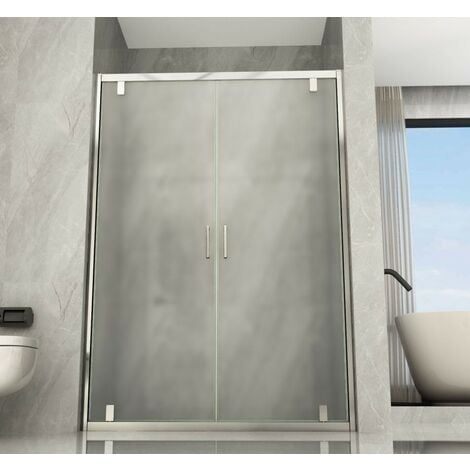 Box Doccia Nicchia 2 Ante Opaco Vetro 6 mm Battente Saloon Parete in Cristallo  Misura Box Nicchia: 130