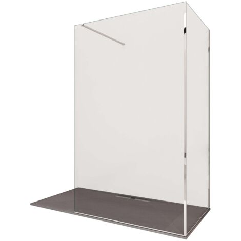 Box Doccia Parete Walk-In 100x100 cm 2 Lati in Cristallo Trasparente 8 mm H195 Bonussi Aurore