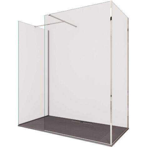 Box Doccia Parete Walk-In 3 Lati in Cristallo Trasparente 8 mm H195 Bonussi Three 100x100x100 cm