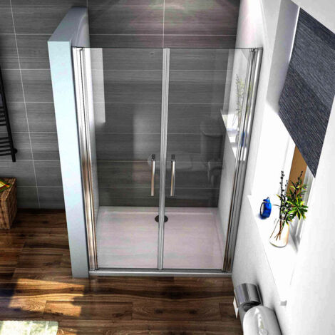 Box Doccia Per Nicchia 100x185cm Doppie Porte Battenti Saloon in Vetro 6mm Temperato Trasparente Anticalcare Profilo Cromato Lucido