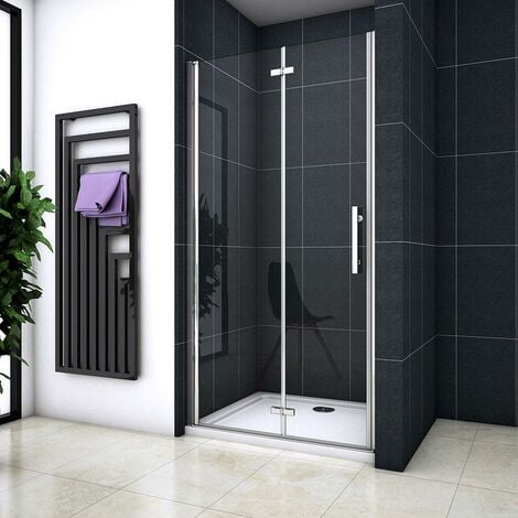 Box Doccia Per Nicchia Porta Pieghevole-Battente 120x185cm 2 Ante in Vetro Temperato Trasparente Anticalcare Da 6mm