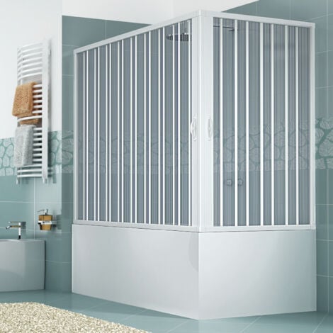 Box Doccia per Vasca Galassia in PVC 2 Lati Apertura Scorrevole Angolare a Soffietto Angolo Retto Doppia Anta 70 x 170 x h150 cm