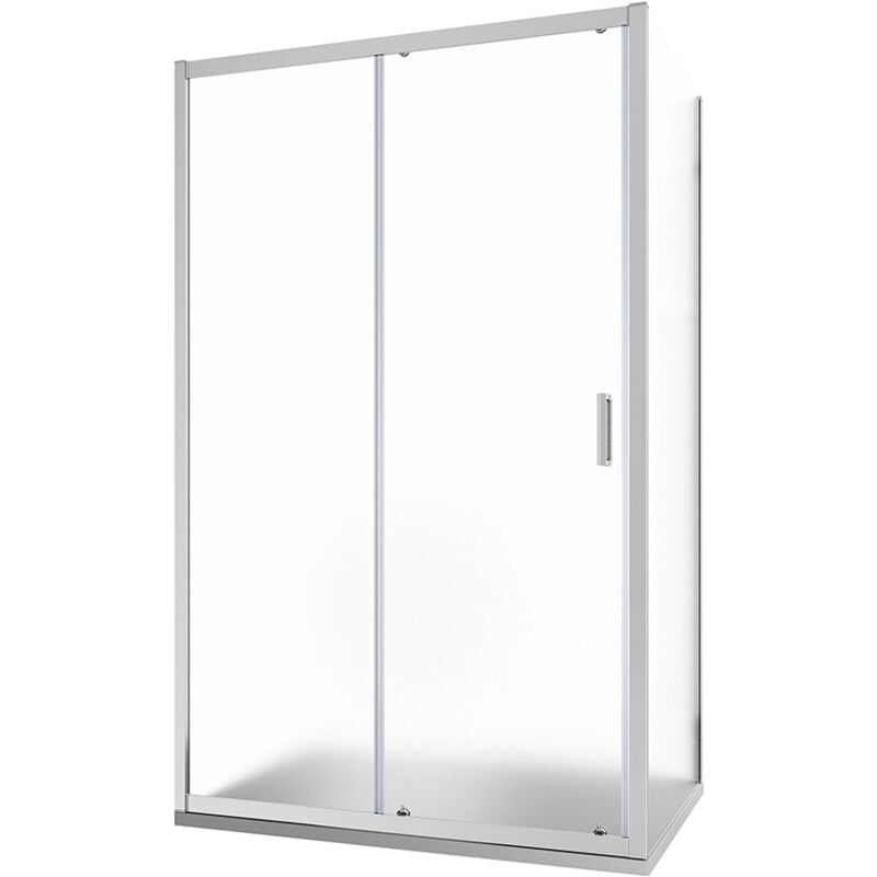 Cabine de douche 120x80cm Porte coulissante et paroi fixe Profilés en aluminium chromé Verre moulé 6 mm h185 - Réversible Mod. Tonga