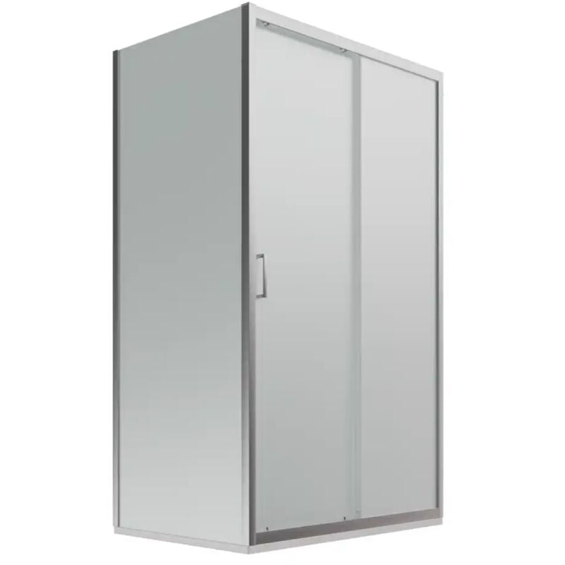 Parama - Paroi de douche 80x105 cm Porte coulissante et paroi fixe Profilés en aluminium chromé Verre opaque 6mm h190 - Réversible Mod. Lipari