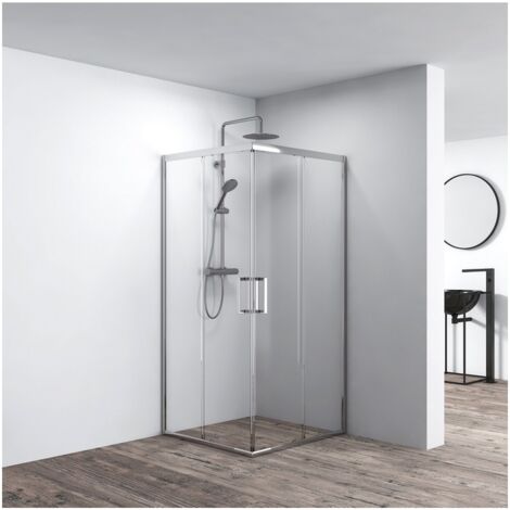 Box Doccia Quadrato 68-80/68-80x185h 4mm Cromato - Volta