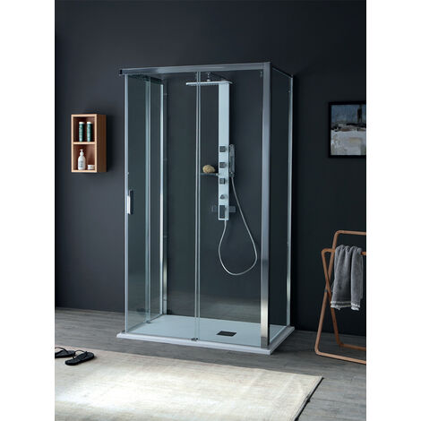 Box doccia QUICK con terzo lato in cristallo 6 mm trasparente