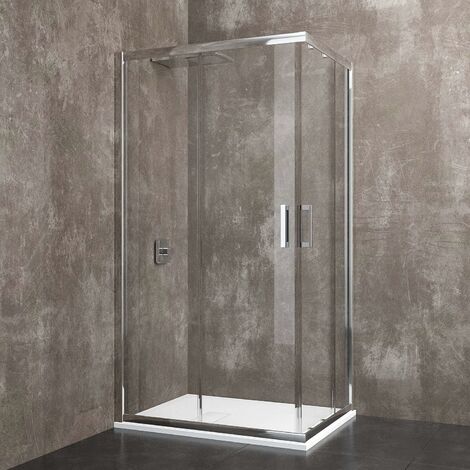 Box Doccia Rettangolare 195 Cm H Cabina Bagno Con Porte Scorrevoli Ante In Cristallo Temperato Trasparente da 6 mm Struttura Alluminio Anodizzato Maniglie in Acciaio Cromato (70 x 100 cm)