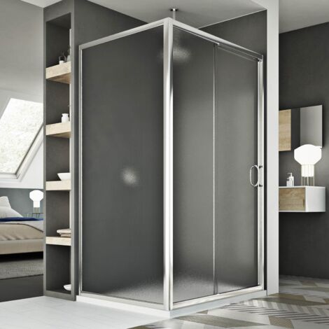 Box doccia rettangolare scorrevole vetro stampato h 185 mod. Replay Duo 1 Anta 70x100 cm