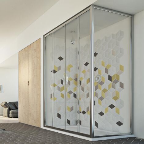 Box doccia rettangolare vetro trasparente h 198 Young Duo 2 Ante 75x120 cm