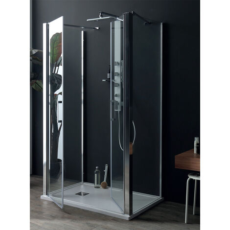 Box doccia SALOON con doppio fisso in cristallo 6 mm trasparente