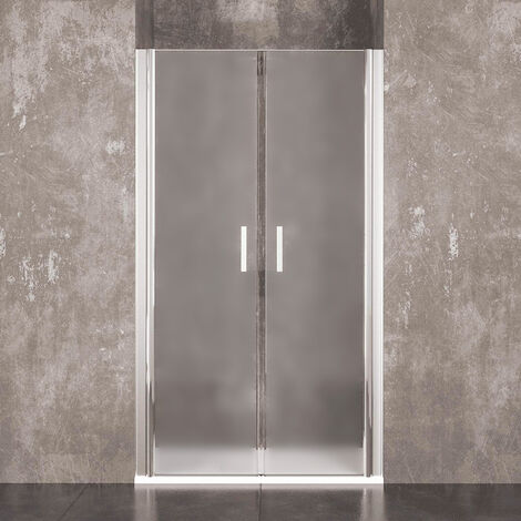 Box Doccia Saloon Nicchia Satinato 6 Mm Altezza 195 Cm Porta Bagno Ante Apertura Doppia Battente Cristallo Temperato Struttura Alluminio Anodizzato Maniglie Acciaio Cromato Plovdiv (120 x 195 Cm)