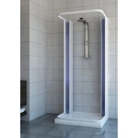 Box Doccia Saturnia in PVC 3 Lati Apertura Scorrevole Centrale Doppia Anta a Soffietto 75 x 90 x 75 x h185 cm