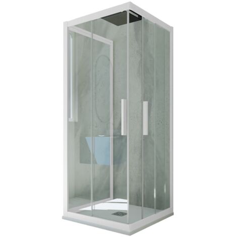 Box doccia scorrevole 3 lati 75x110x75 cm Bianco Matt Kolors Trio