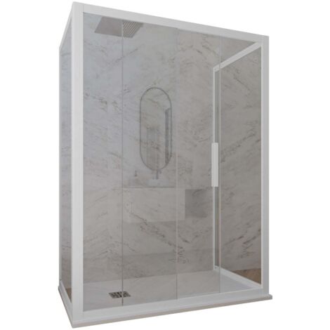 Box doccia scorrevole 3 lati 75x130x75 cm Bianco Glax 3 lati