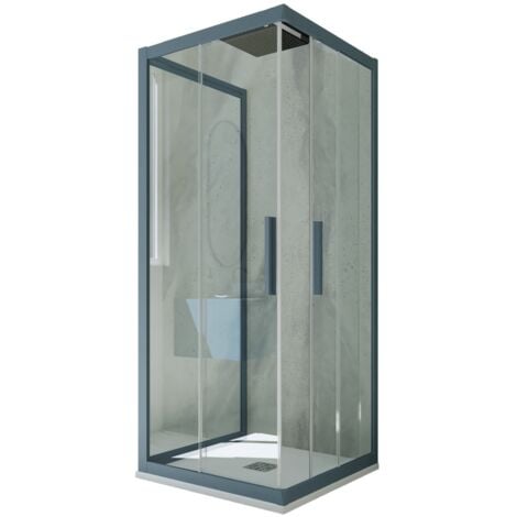 Box doccia scorrevole 3 lati 75x75x75 cm Blu Navy Kolors Trio