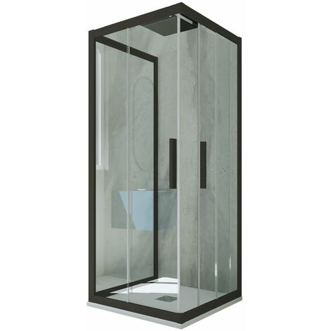 Box doccia scorrevole 3 lati 75x90x75 cm Nero Matt Kolors Trio