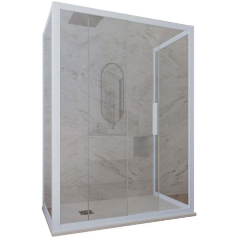 Box doccia scorrevole 3 lati 80x100x80 cm Blu Vintage Deco Trio