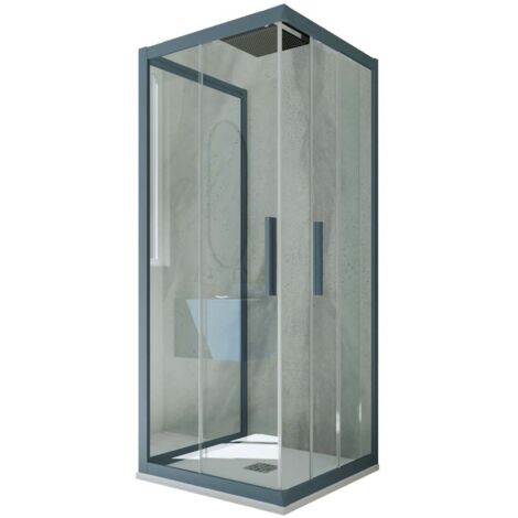 Box doccia scorrevole 3 lati 80x120x80 cm Blu Navy Kolors Trio
