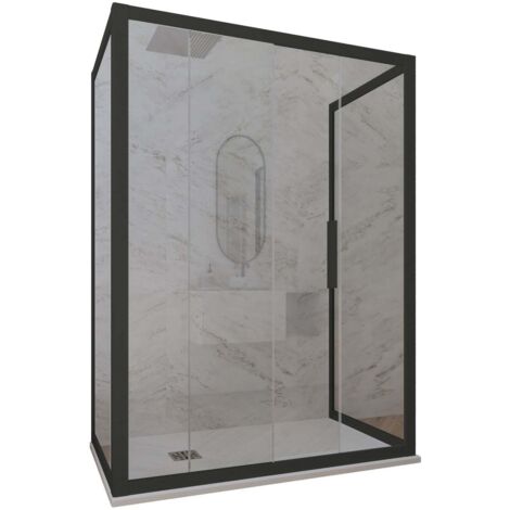 Box doccia scorrevole 3 lati 80x140x80 cm Nero Matt Deco Trio