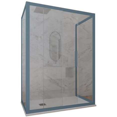 Box doccia scorrevole 3 lati 80x160x80 cm Blu Navy Deco Trio