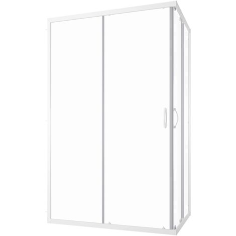 Box Doccia Scorrevole 70x120 cm Profili in Alluminio Bianco Vetro 4mm Trasparente h185 - Reversibile Mod. Grenada