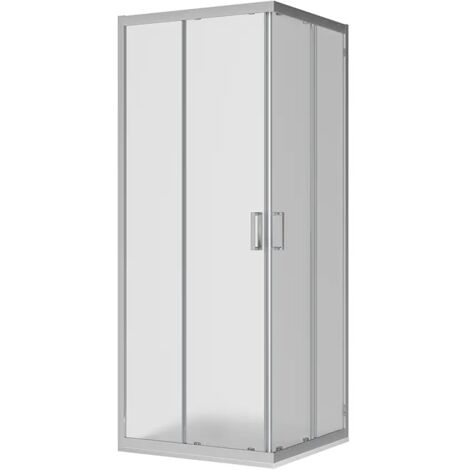 Box Doccia Scorrevole 70x70 cm Profili in Alluminio Cromato Vetro 6mm Opaco h190 - Reversibile Mod. Java