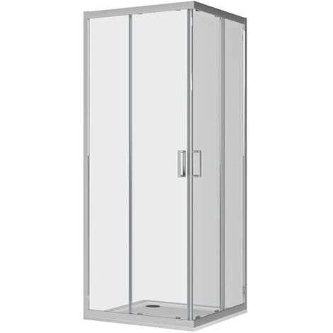 Box Doccia Scorrevole 70x70 cm Profili in Alluminio Cromato Vetro 6mm Trasparente h190 - Reversibile Mod. Java