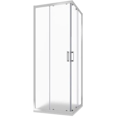 Box Doccia Scorrevole 70x90 cm Profili in Alluminio Cromato Vetro 6mm Opaco con Trattamento Anticalcare h198 - Reversibile Mod. Tahiti