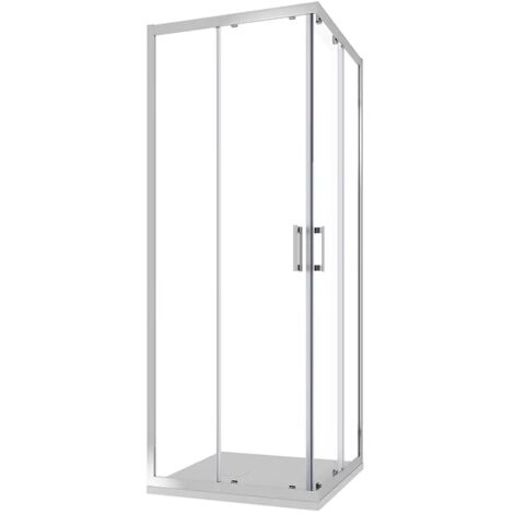 Box Doccia Scorrevole 80x120 cm Profili in Alluminio Cromato Vetro 6mm Trasparente con Trattamento Anticalcare h198 - Reversibile Mod. Tahiti