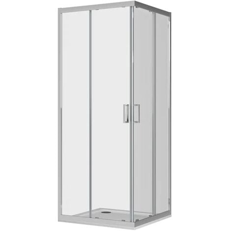 Box Doccia Scorrevole 80x120 cm Profili in Alluminio Cromato Vetro 6mm Trasparente h190 - Reversibile Mod. Java