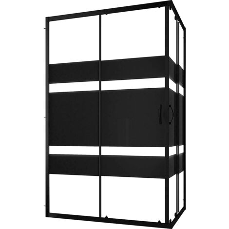 Box Doccia Scorrevole 80x120 cm Profili in Alluminio Nero Vetro 4 mm Serigrafato h185 - Reversibile Mod. Willis