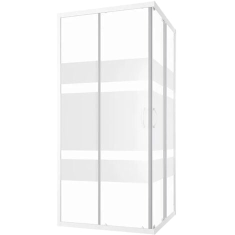 PARAMA Box Doccia Scorrevole 80x80 cm Profili in Alluminio Bianco Vetro 4mm Serigrafato h185 - Reversibile Mod. Grenada