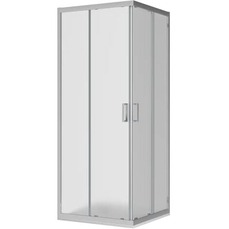 Box Doccia Scorrevole 80x80 cm Profili in Alluminio Cromato Vetro 6mm Opaco h190 - Reversibile Mod. Java