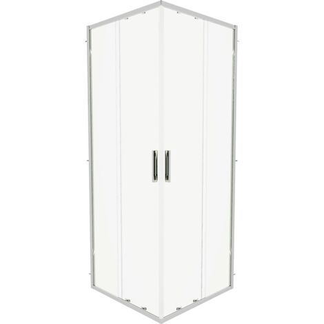Box Doccia Scorrevole 80x80cm con Profili Slim in Alluminio Cromati Vetro 6mm Trasparente h190 - Reversibile Mod. Portofino