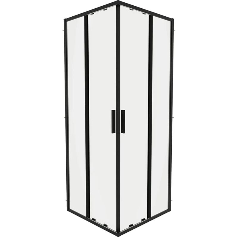 Parama - Cabine de douche coulissante 80x80cm avec profilés élancés en Aluminium Noir Mat Verre Transparent 6mm h190 - Mod. réversible Portofino