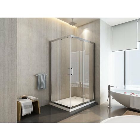 Box doccia scorrevole cristallo 6mm trasparente anticalcare h.190cm Sicena Slition Trasparente 6mm,90x100 cm