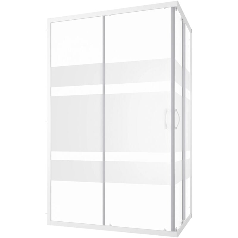 Cabine de douche coulissante 80x120 cm Profilés aluminium blanc Verre sérigraphié 4mm h185 - Réversible Mod. Grenade
