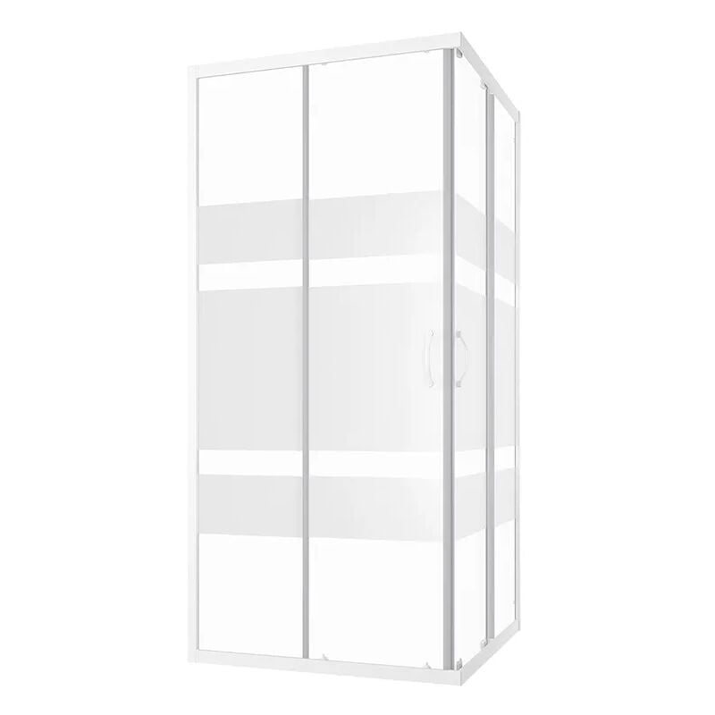 Cabine de douche coulissante 80x80 cm Profilés Aluminium Verre blanc sérigraphié 4mm h185 - Réversible Mod. Grenade