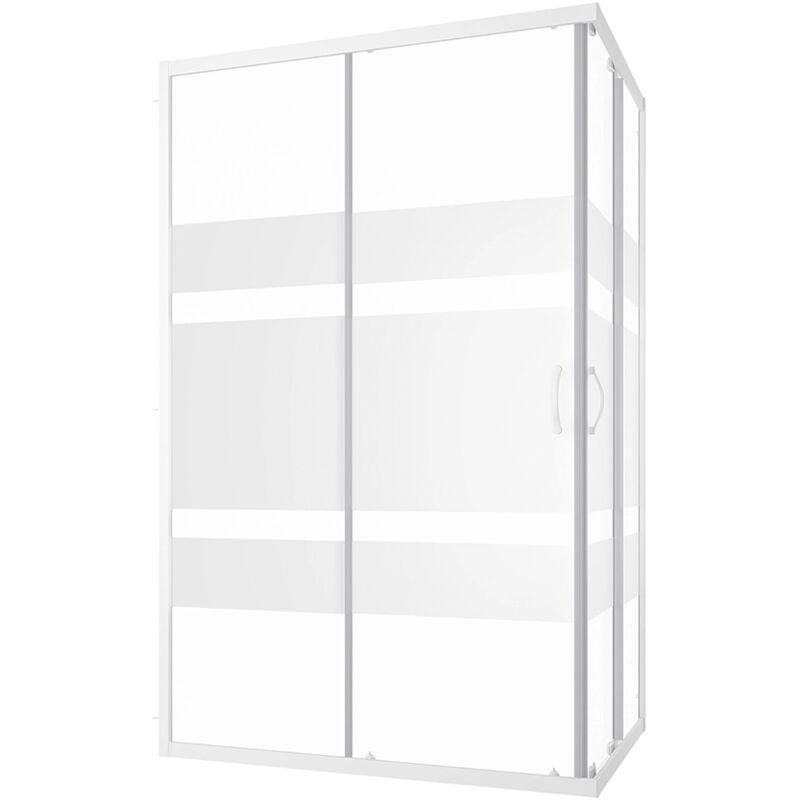 Parama - Cabine de douche coulissante 80x100 cm Profilés Aluminium Verre blanc sérigraphié 4mm h185 - Réversible Mod. Grenade