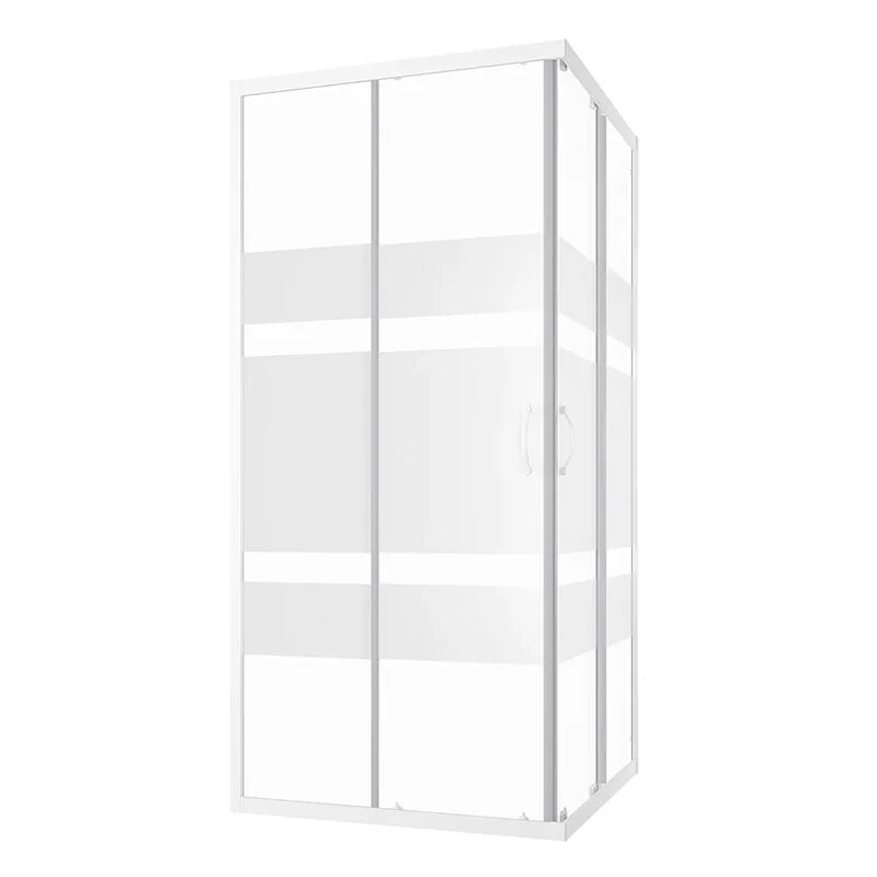 Parama - Cabine de douche coulissante 70x70 cm Profilés aluminium blanc Verre sérigraphié 4mm h185 - Réversible Mod. Grenade