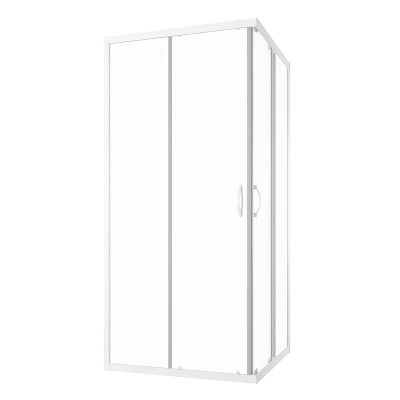 Parama - Cabine de douche coulissante 75x75 cm Profilés Aluminium Blanc Verre Transparent 4mm h185 - Réversible Mod. Grenade
