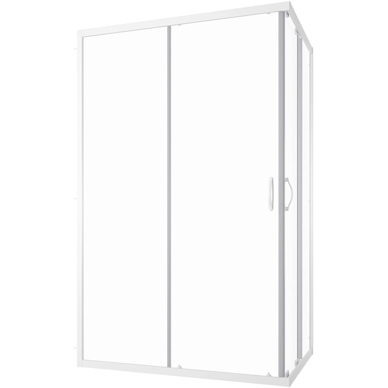 Parama - Cabine de douche coulissante 70x120 cm Profilés Aluminium Blanc Verre Transparent 4mm h185 - Réversible Mod. Grenade