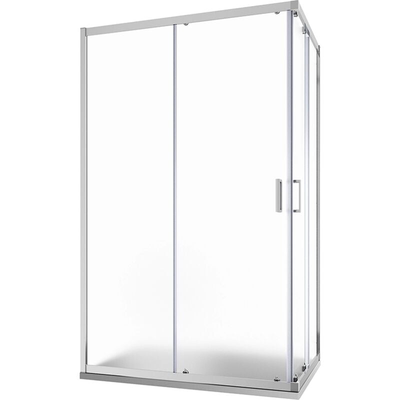 Parama - Cabine de douche coulissante 70x100 cm Aluminium Verre chromé 6 mm moulé h185 - Réversible Mod. Tonga