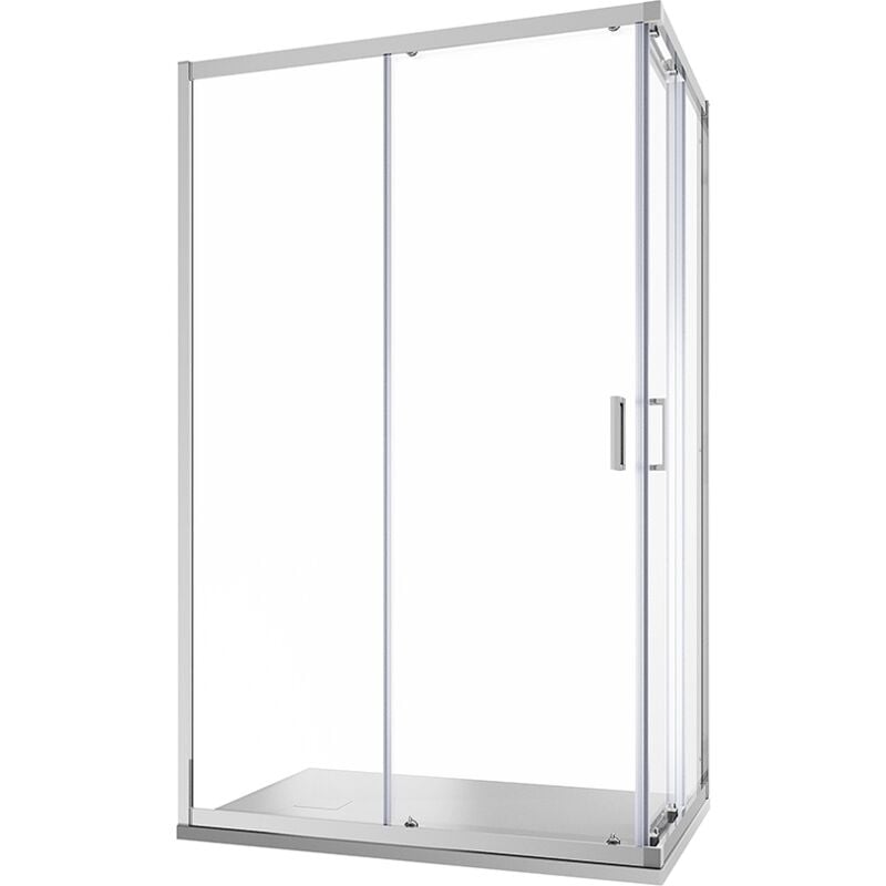 Cabine de douche coulissante 70x90 cm Profilés en aluminium chromé Verre transparent 6 mm h185 - Réversible Mod. Tonga