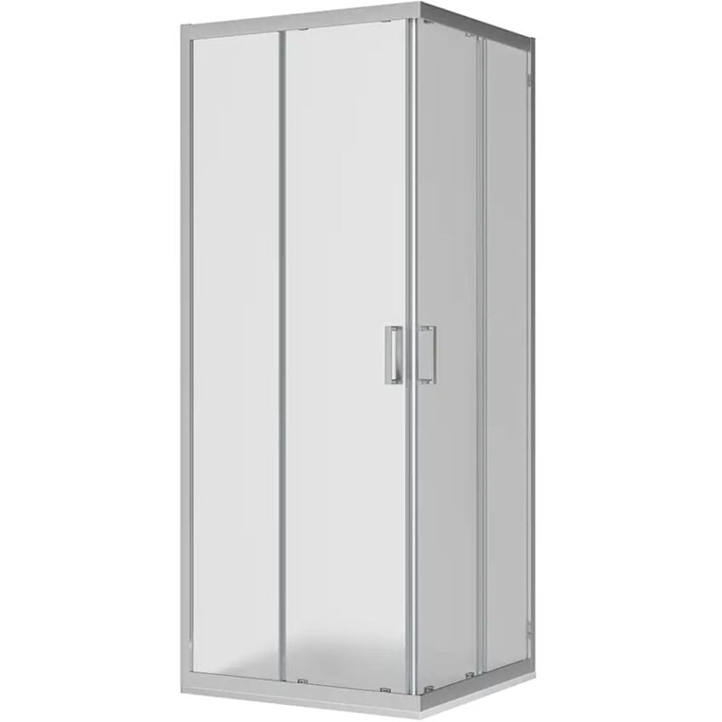 Parama - Cabine de douche coulissante 90x90 cm Profilés aluminium chromé Verre opaque 6mm h190 - Réversible Mod. Java