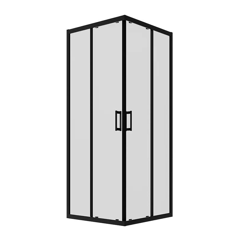 Parama - Cabine de douche coulissante 90x90 cm Profilés Aluminium Noir Mat Verre Transparent 6mm h190 - Réversible Mod. Java