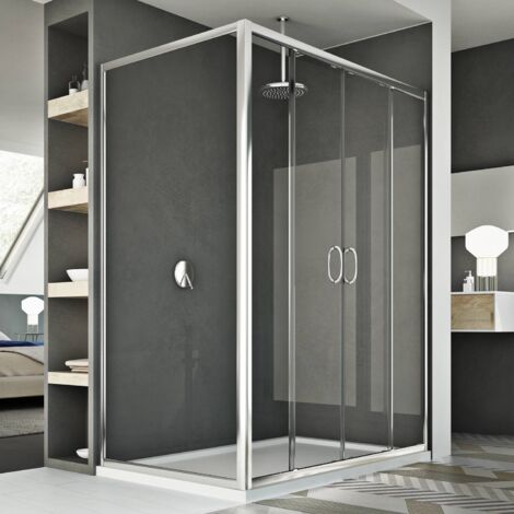 Box doccia scorrevole rettangolare vetro trasparente h 185 mod. Replay Duo 2 Ante 90x120 cm