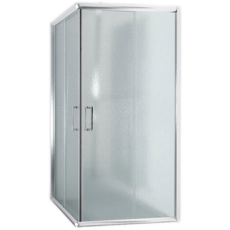 Box cabina doccia angolare scorrevole vetro cristallo opaco reversibile h 185