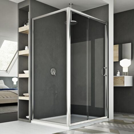 Box doccia scorrevole vetro trasparente h 185 mod. Replay Duo 1 Anta 80x120 cm